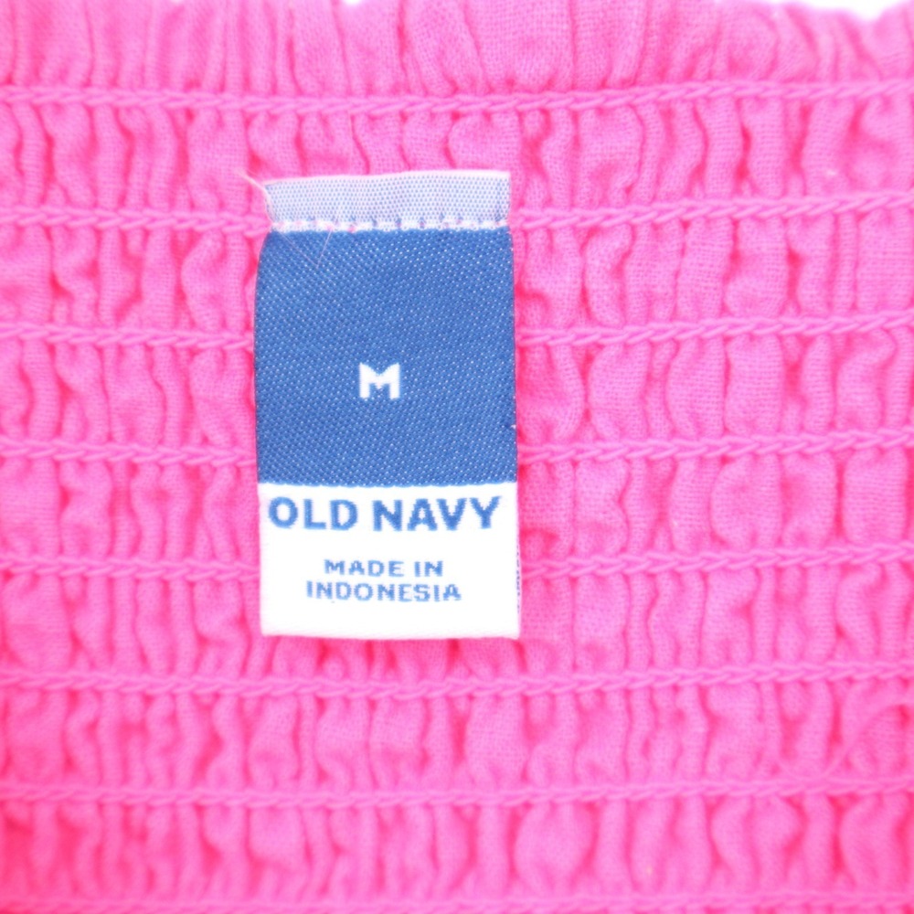 Old Navy Pink Seersucker Tiered Maxi Dress Ruffle Tie Back V-Neck M - Picture 3 of 6